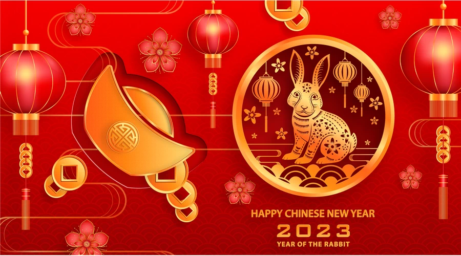 2023兔年中国风新年春节剪纸风节日宣传插画海报背景展板AI素材【135】